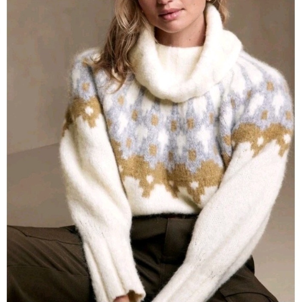 Banana Republic Fair Isle Sweater Bosque Oversized Alpaca Wool Blend Womens L